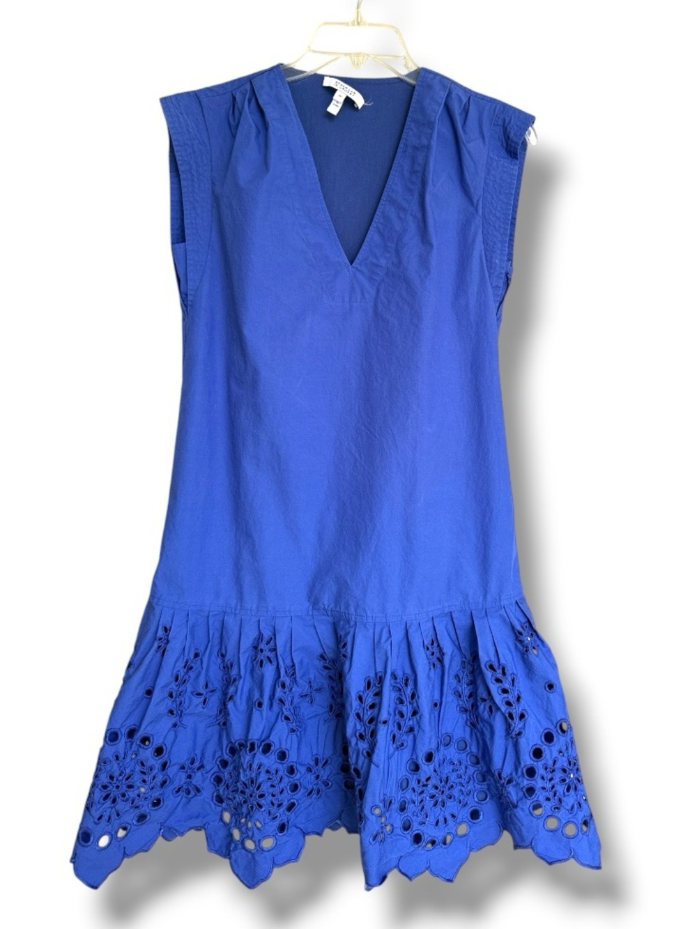 Derek Lam 10 Crosby Cobalt Blue Cotton Poplin Eyelet Hem Sleeveless Dress Sz 00 - Picture 5 of 14